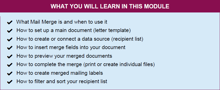 Advanced Microsoft Word training guide modules 10 to 14 tutorial booklet