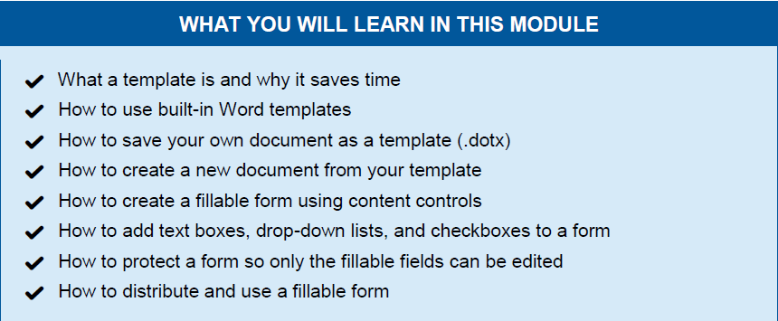 Advanced Microsoft Word training guide modules 10 to 14 tutorial booklet